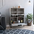 thumbnail image 2 of Light gray two-door storage cabinet | Ideal for modern contemporary settings | Safeguards wine and glasses, 2 of 3