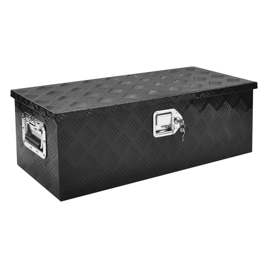 Tcbosik 30 inch Aluminum Tool Box, Heavy Duty Chest Storage Organizer with Handle and Lock for Pickup Truck Bed, Black