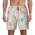 thumbnail image 2 of Goofa Flower Color Rabbit Printed Men's Swim Trunks Board Shorts Quick Dry Mens Swimming Trunks with Compression Liner,Breathable Fit Hawaii Beach Shorts-3X-Large, 2 of 9