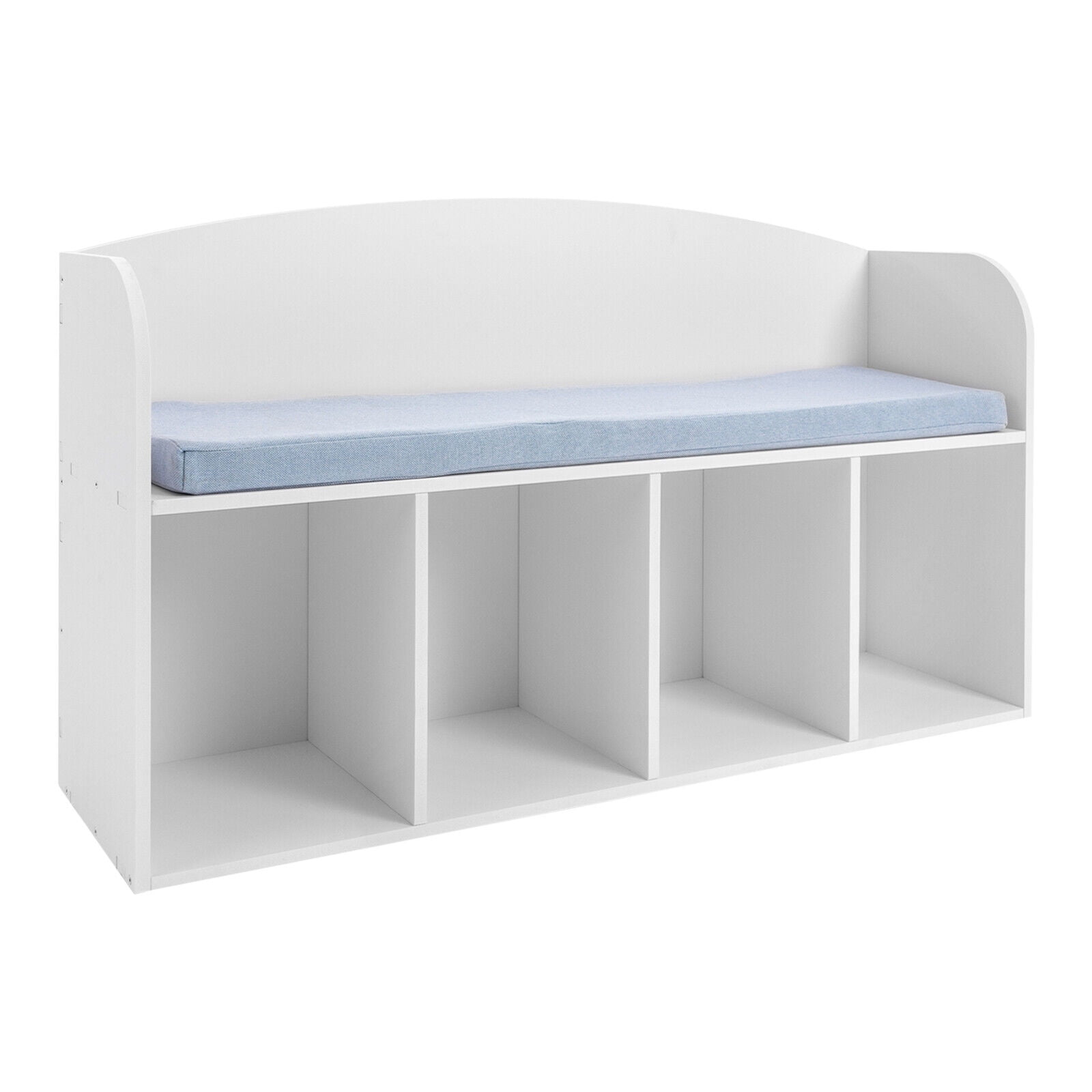 Bookshelf with Reading Nook,4-Cube Storage with Book Rack Soft Cushion Floor Standing Book Organizer Storage Organizer for Bedroom （White）