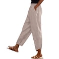 thumbnail image 1 of Pantalones de Cintura Elástica para Mujeres Casual Bolsillos de Poliéster de Color Sólido Pantalones de Lino Mujeres Verano para las Vacaciones Al Mar Y el Uso Diario, 1 of 9