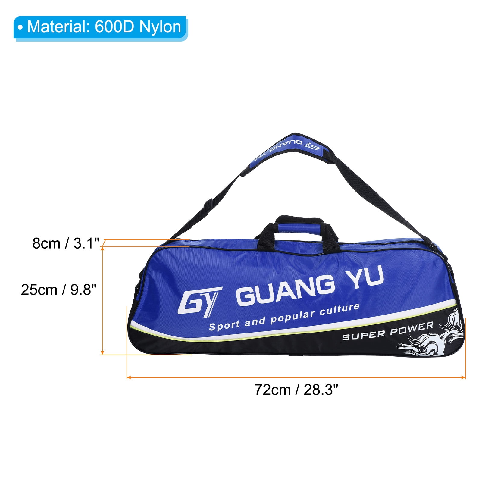 Uxcell 3 Racquet Waterproof Tennis Badminton Racket Bag Carrying Bag with Shoulder Strap, Blue