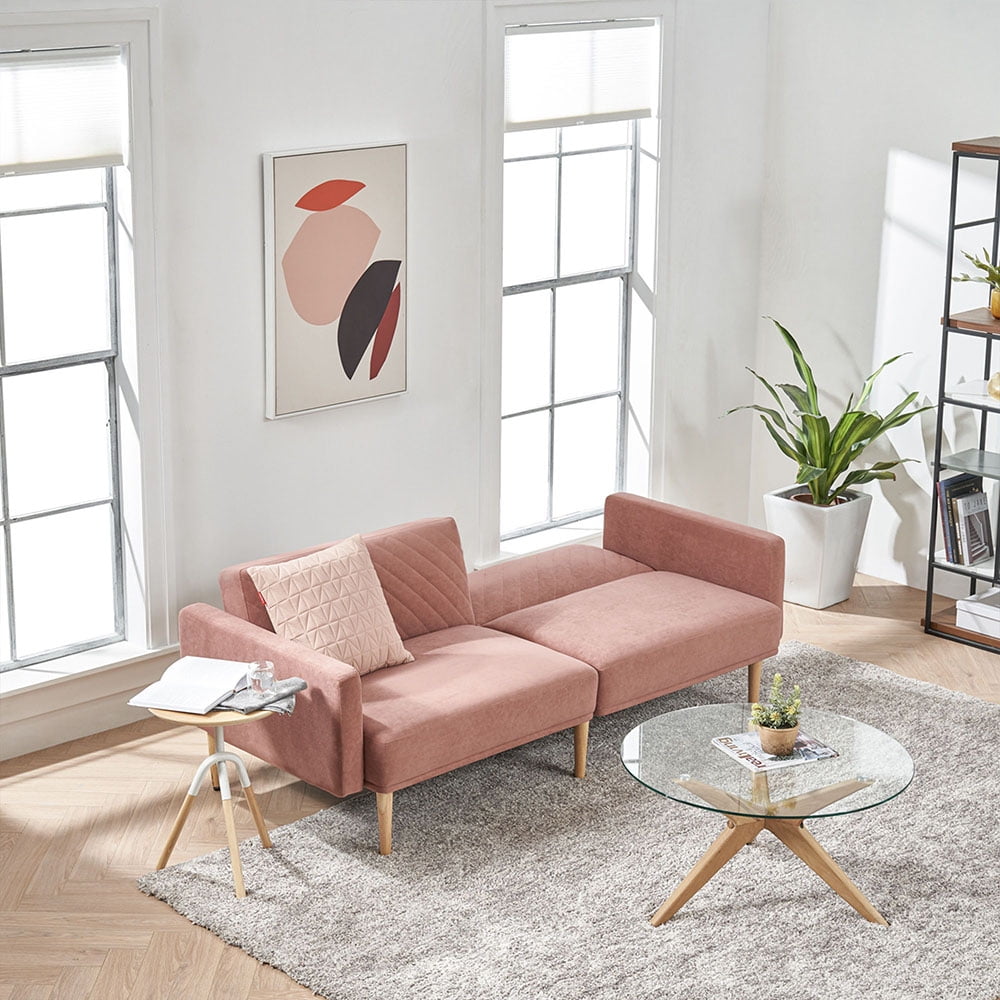 Kepooman 78" Mid-Century Modern Velvet Tufted Sofa Bed for Small Space Living Room Home Office, Dusty Pink Kepooman 78" Mid-Century Modern Velvet Tufted Sofa Bed for Small Space Living Room Home Office, Dusty Pink