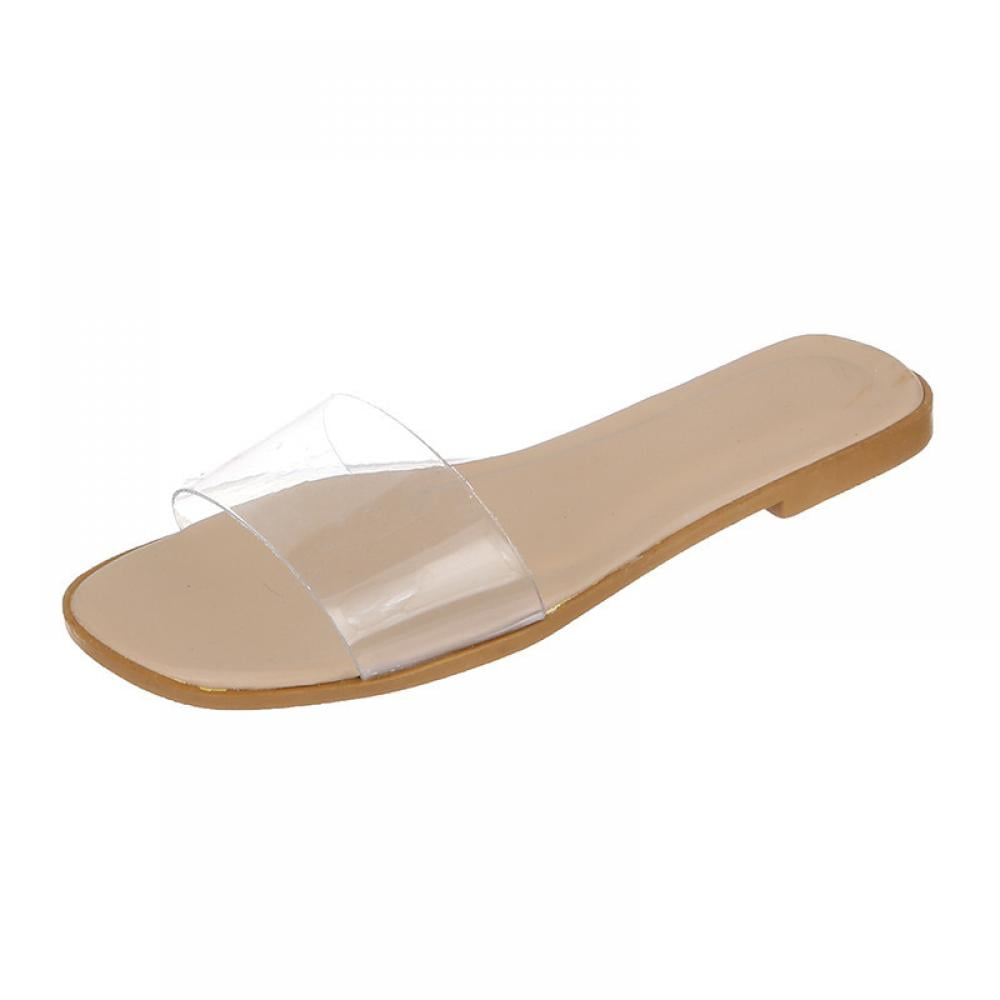 Women Transparent Sandals Clear Slippers Sandals Casual Slides Flats Sandals