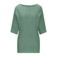 thumbnail image 6 of BoLi Sweaters for Women Solid Color Round Neck Pullover Half Sleeve Loose Casual,Sizes S-5XL, 6 of 6