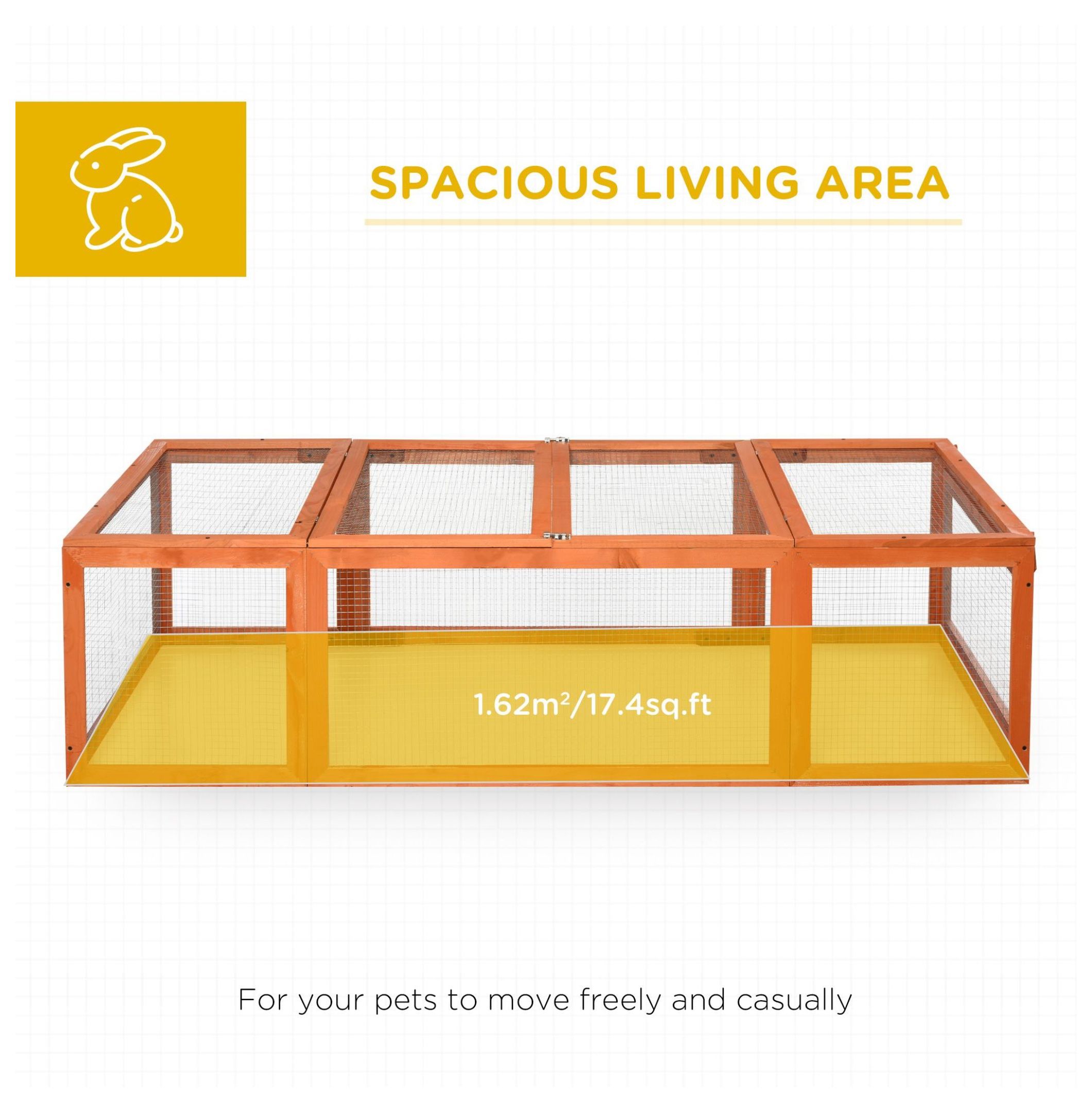 Outdoor Wooden Rabbit Hutch Large Bunny Hutch, Small Animal with Run, Lockable Doors, Natural Finish
