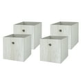 thumbnail image 2 of (2 pack) Mainstays Collapsible Fabric Cube Storage Bins (10.5" x 10.5"), Gray Wood, 4 Pack, 2 of 7