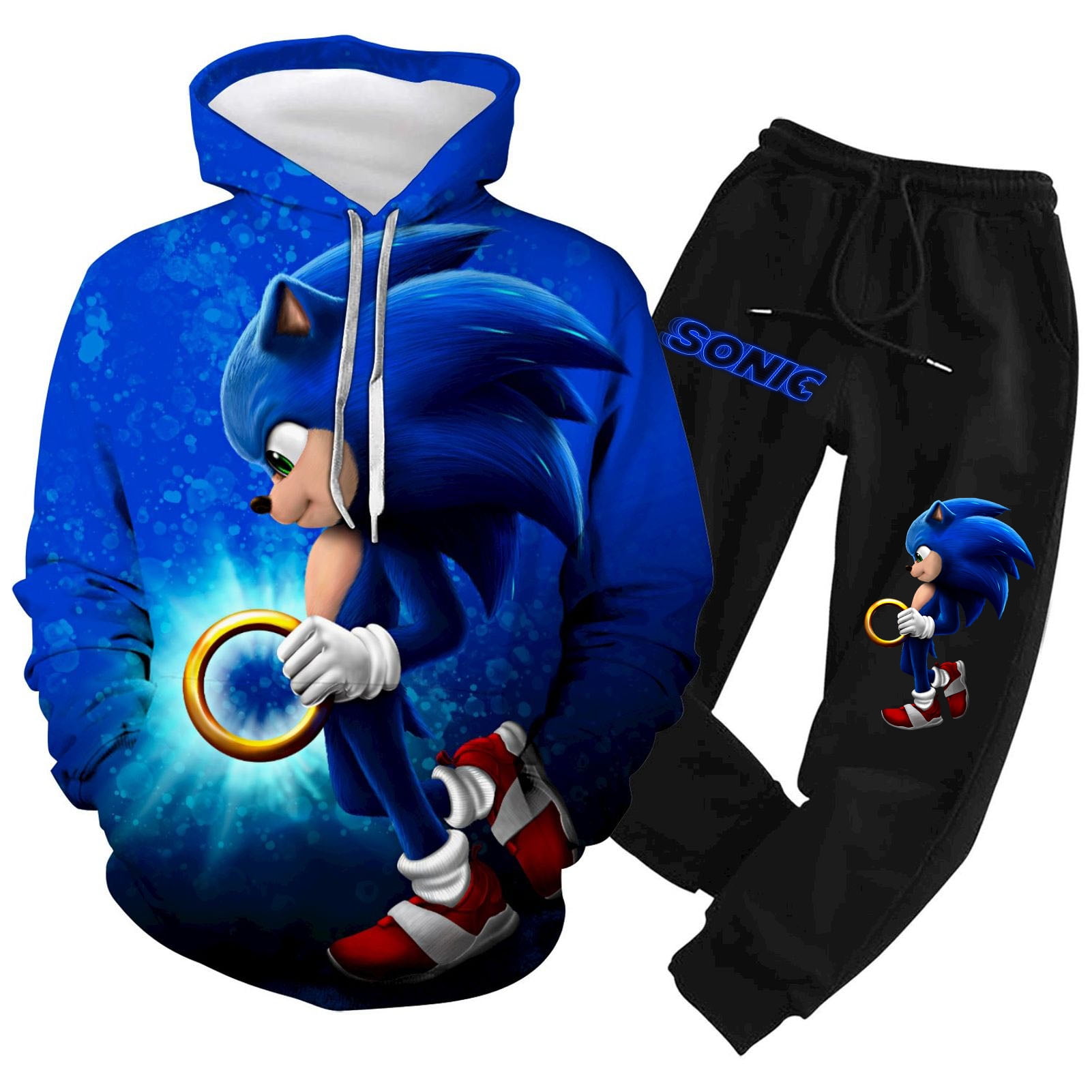 Kids Sonic The Hedgehog Hoodie Pants Set Tracksuit Pullover Hoodie