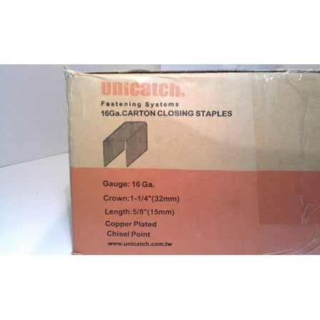 Copper Carton Staples C5/8 JK561/15 Box Staple 2,000 Count 1 1/4" Crown X 5/8" L by Unicatch