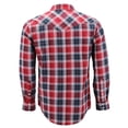 thumbnail image 2 of Men’s Western Pearl Snap Button Down Casual Long Sleeve Plaid Cowboy Shirt (#24 Red/Black/White, 4XL), 2 of 3