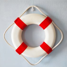 GJX Durable Marine Safety Life Buoy with Reflective Strips for Swimming Pool, Boating, and Water Sports Safety Gear Red (13.7 inches)