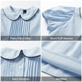 thumbnail image 5 of LittleSpring Size 10-12 Big Girls Short Sleeve Dress Peter Pan Collar School Uniform Dresses Casual Solid Blue, 5 of 6