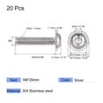 thumbnail image 2 of Unique Bargains M6 x 25mm 304 Stainless Steel Flanged Button Head Socket Cap Screws 20 Pack, 2 of 5