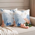 thumbnail image 2 of Orange Navy Blue Coral Outdoor Waterproof Pillow Covers, Summer Beach Coastal Ocean Decorative Square Throw Pillowcase Sofa Cushion Sham for Patio/Couch/Chair, 16"x16" 2 Pack, 2 of 8