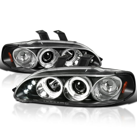 Spec-D Tuning Black LED Dual Halo Projector Headlights Compatible with 1992-1995 Honda Civic, Left   Right Pair Headlamps Assembly