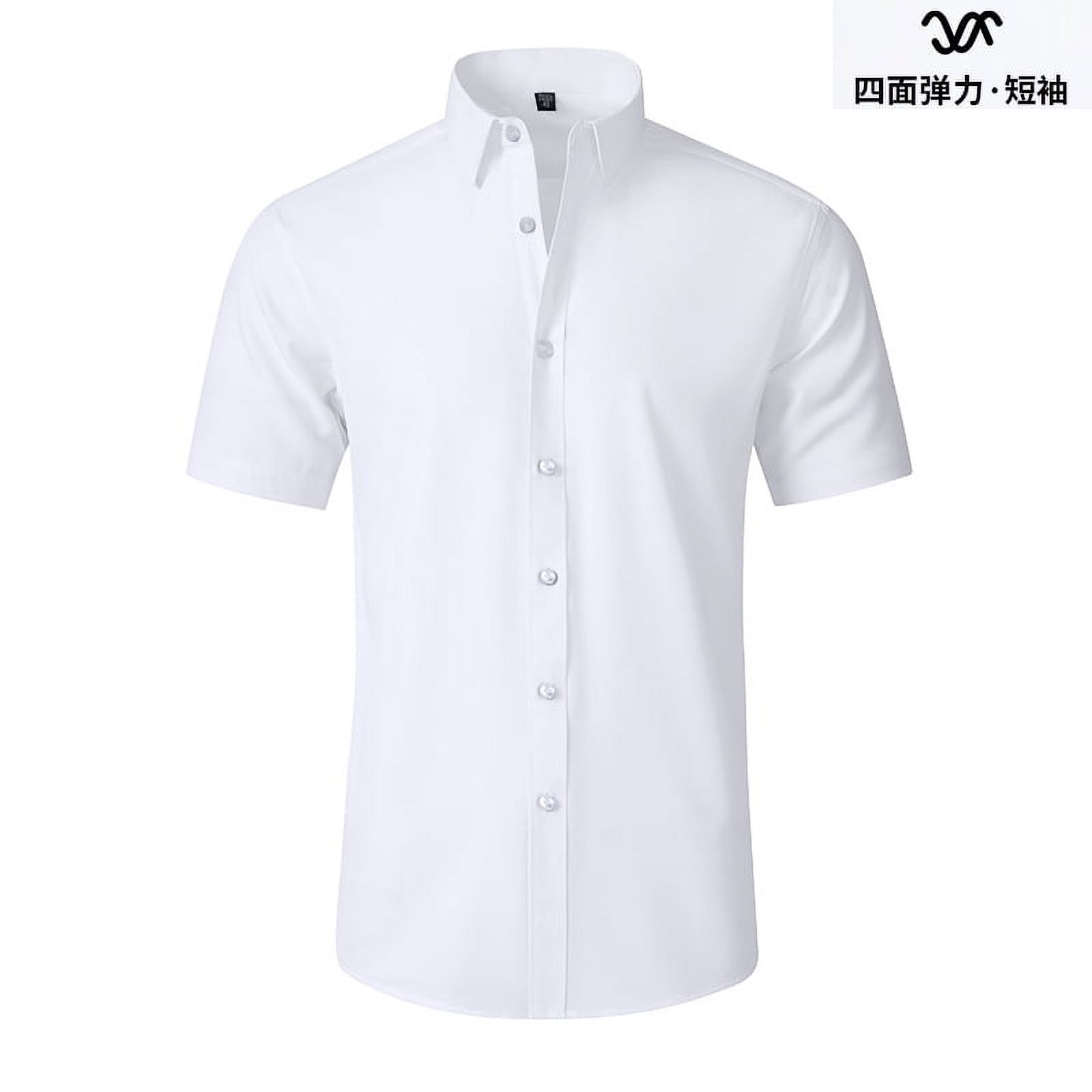 No-iron shirt men's short-sleeved plain elastic business casual men's ...