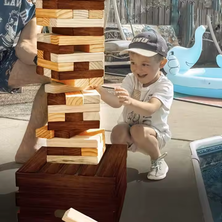 thumbnail image 5 of Reclaimed Giant Tower Game, 60 Blocks + Storage Crate / Outdoor Game Table, For All Ages, 5 of 6