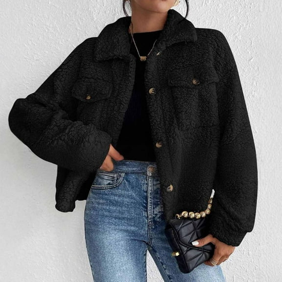 ClodeEU Women's Suede Jackets,Fuzzy Fleece Lapel Long Sleeve Coat ,Sherpa Fleece Lined Faux Fur Leather Warm Thick Outerwear Khaki,Womens Plus M