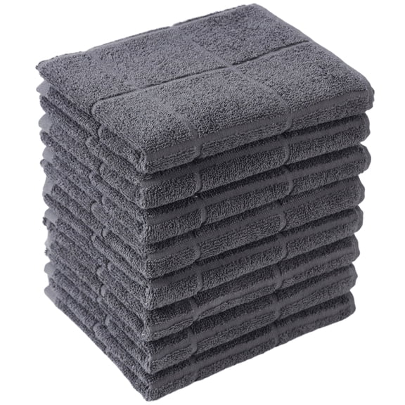 Clwellge 100% Cotton Kitchen Towels, Super Absorbent Dish Towel, Multi-use Cleaning Cloths for Home Kitchen,8-Pack,16 x 26 inches, Gray