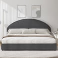thumbnail image 6 of 4 EVER WINNER King Size Bed Frame, Boucle Upholstered Bed Frame with Headboard, Gray King Bed Frame, Dark Gray, 6 of 6
