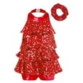 thumbnail image 1 of Doomiva Costume de Danse Ballet Rumba Moderne pour Filles Enfants Robe Justaucorps Jazz Danse Latine avec Attache-Cheveux Rouge 10, 1 of 7