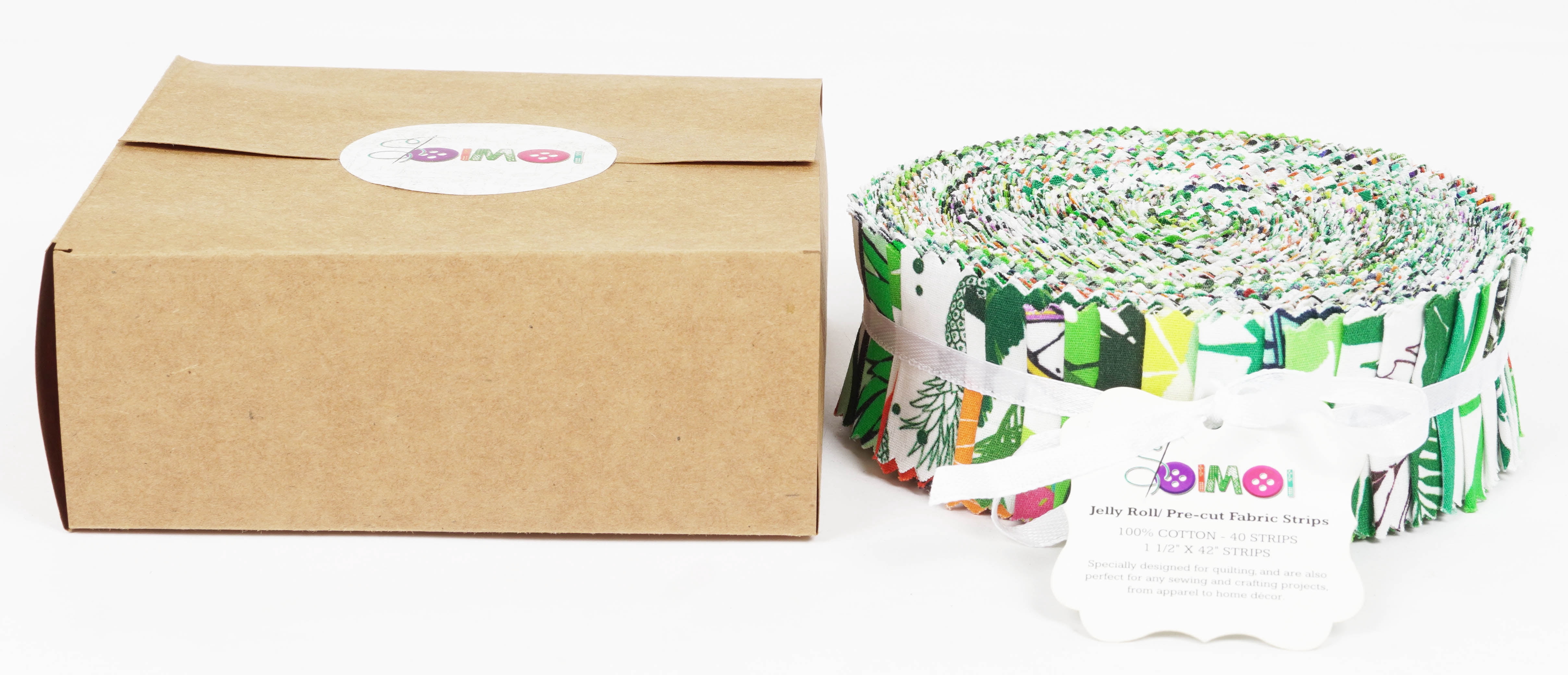 Soimoi 40Pcs Tropical Print Precut Fabrics Strips Roll Up 1.5x42inches Cotton Jelly Rolls For Quilting - Multicolor