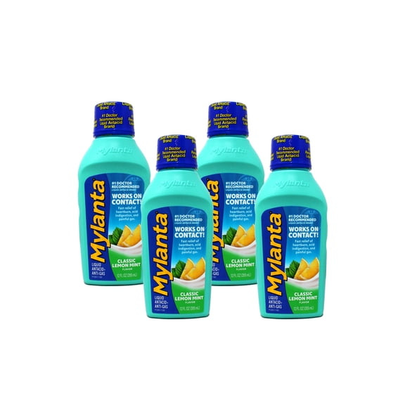 MYLANTA Maximum Strength Liquid Antacid   Anti-Gas, Classic Flavor 12 oz (Pack of 4)