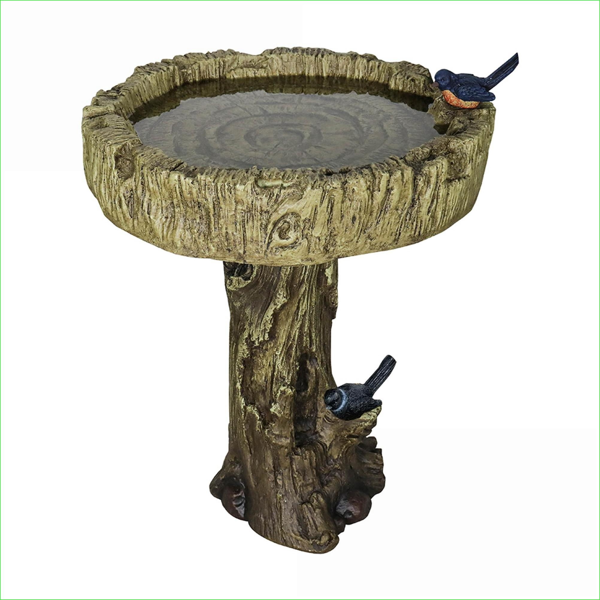 Bird Baths, 24.4" High Rustic Outdoor Bird Bath for Garden Patio Backyard | Concrete Cement | Tan Brown