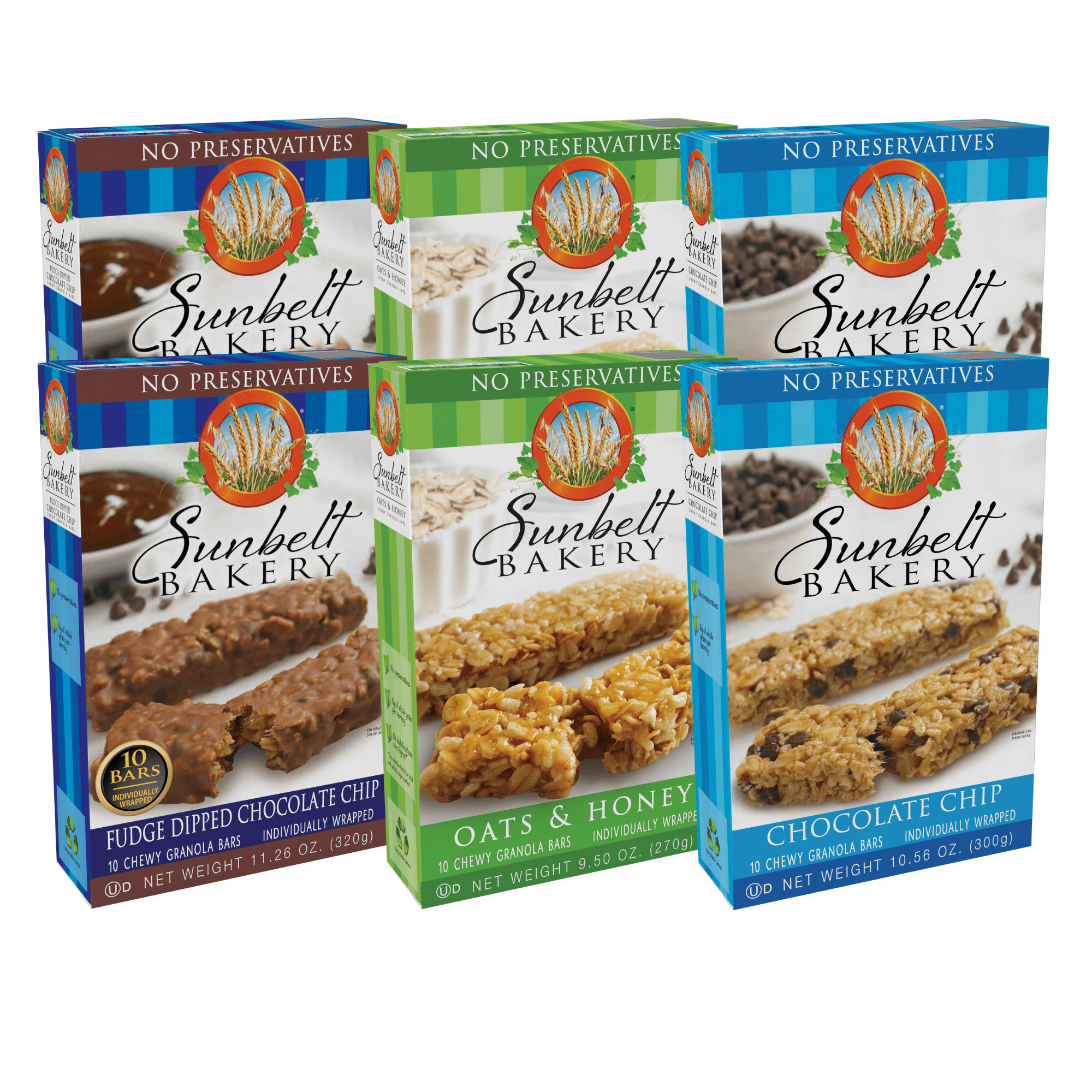 Sunbelt Bakery Variety Pack, 2 Boxes Each of Oats & Honey, Fudge Dipped