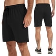 thumbnail image 2 of Breezora Mens Workout Shorts with Side Pockets and Elastic Waist Activewear for Running Training Basketball and Gym In Lightweight Breathable Fabric L Size Black, 2 of 9