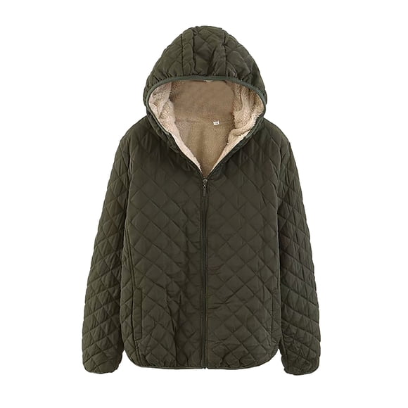 Aboser Manteau Matelassé pour Femmes avec Capuche, Chaud, Doublé en Molleton Peluche, Manteau Matelassé à Losanges, Vestes Amples à Fermeture Éclair, Manteau d'Extérieur Uni à Capuche