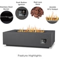 thumbnail image 4 of Real Flame Aegean 50" Rectangle Steel Propane or Natural Gas Fire Pit Table in Weathered Slate, 4 of 9