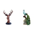 thumbnail image 1 of Figura de cabeza de ciervo, estatua de pavo real, adorno decorativo de resina, escultura de escritorio, estante, decoración de escritorio, crea, 1 of 8