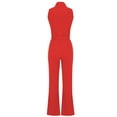 thumbnail image 6 of aidice Jumpsuits for Women Casual Sleeveless High Neck Belt Zip Slim Fitting Office Flare Pants Rompers, 6 of 6