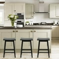 thumbnail image 2 of FDW Kitchen Counter Stools Set of 2, Solid Wooden Saddle Stool, Barstools for Patio, Balcony and Kitchen Counter, Black, 2 of 7