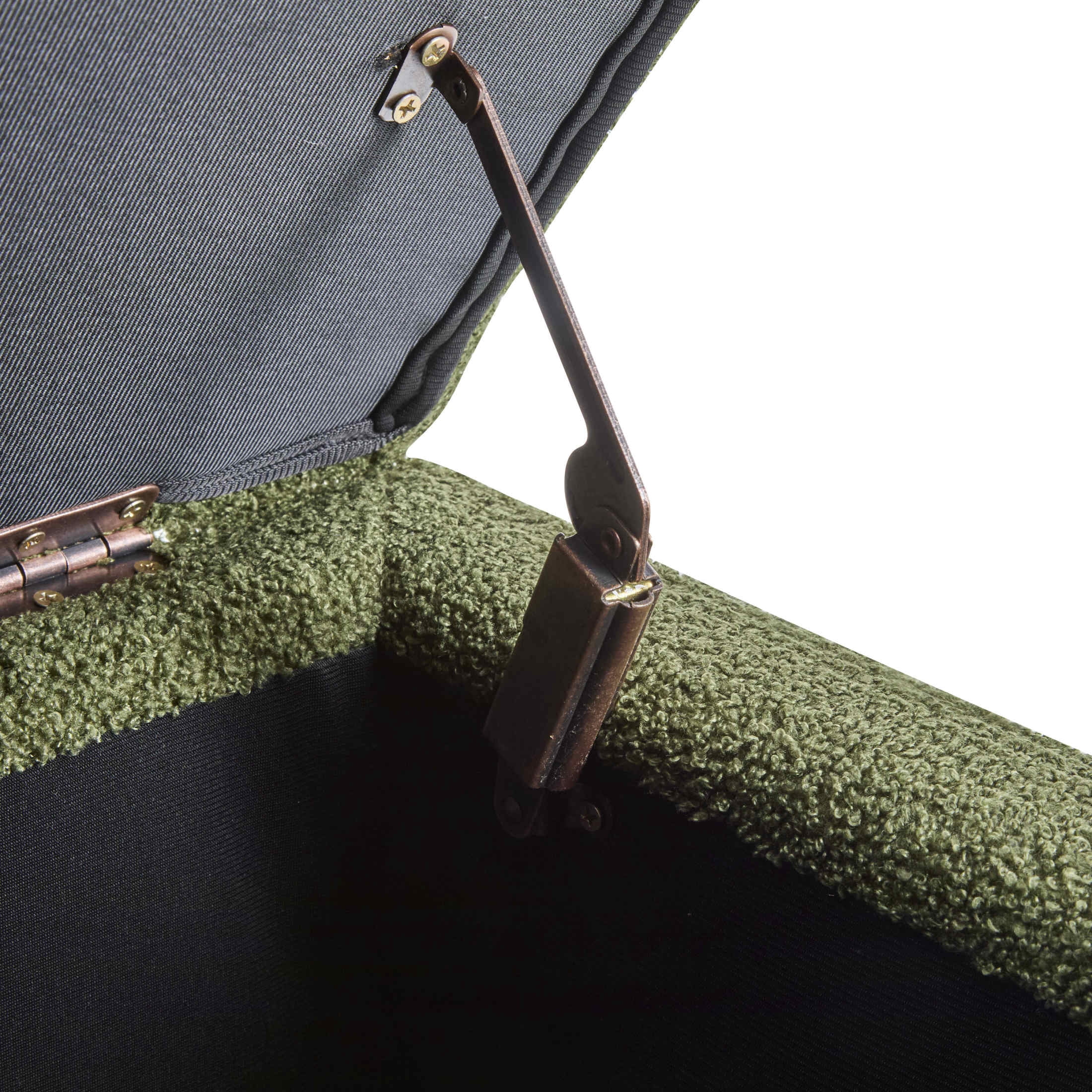 Christopher Knight Home 39" Green Boucle Storage Ottoman with Hinged Lid and Birch Wood Legs
