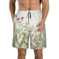 thumbnail image 2 of Uemuo Herbs and Wildflowers Pattern Men's Swim Trunks Hawaiian Beach Bathing Suit Swimsuits Beach Quick-Dry Shorts with Pockets-XX-Large, 2 of 9