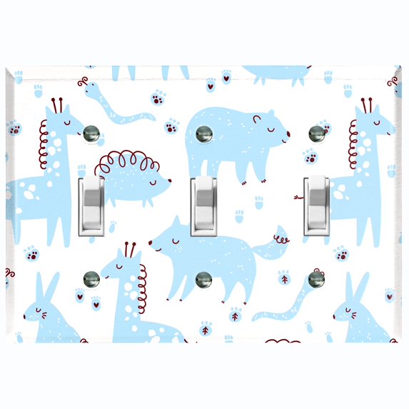 Metal Light Switch Plate Cover Cute Nature Wild Animals Blue ZOO002