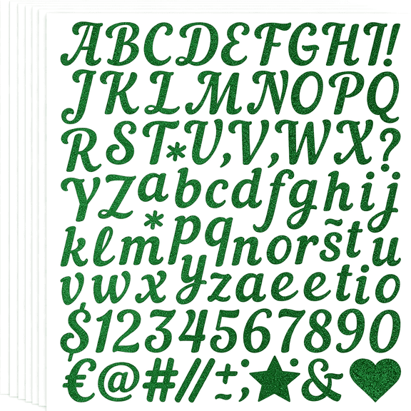 KAISA 8 Sheets Letter Stickers Alphabet Sticker,1 Inch Vinyl Letters,Self Adhesive Number Sticks for Scrapbook,Graduation Cap,Water Bottle,Windows,Stick on Letters Diy Crafts Art Making(Green)