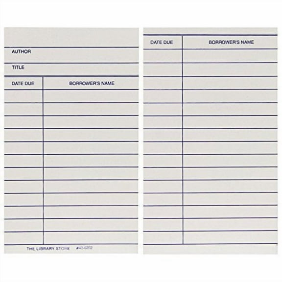 Library Book Cards with Date Due and Borrow's Name Box of 500