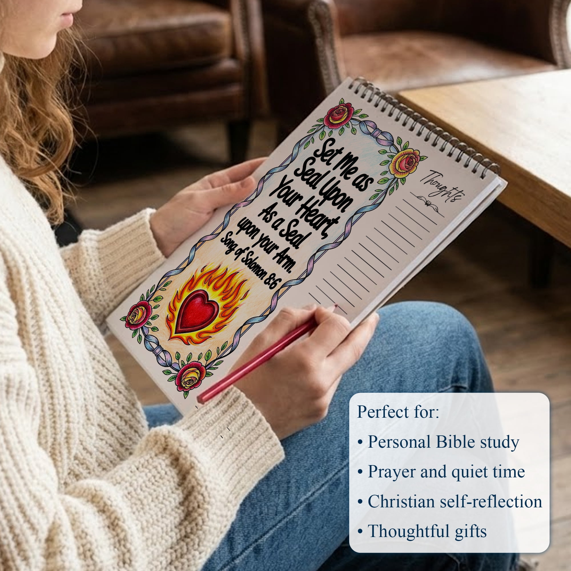 Song of Solomon Coloring Book for Adults, 30 Minimalist Scripture Art Pages with Reflection & Prayer Space, Spiral Bound, A4 or A5 Softcover or Wood Cover