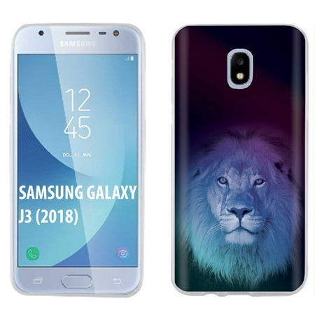 [SkinGuardz] Samsung Galaxy J3 2018/Amp Prime 3/Express Prime 3/Achieve/Star/J338 [Clear] Slim Case [Rainbow Lion Print]