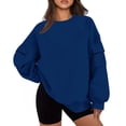 thumbnail image 2 of Crunowin Women Fashion Sweatshirts, Long Sleeve Solid Color Round Neck Casual Pullover Tops Blue XXL, 2 of 6