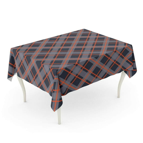 LADDKE Plaid Printing Pattern Check Orange and Blue Gray Checkered Flannel Autumn Buffalo Chec Tablecloth Table Desk Cover Home Party Decor 60x120 inch