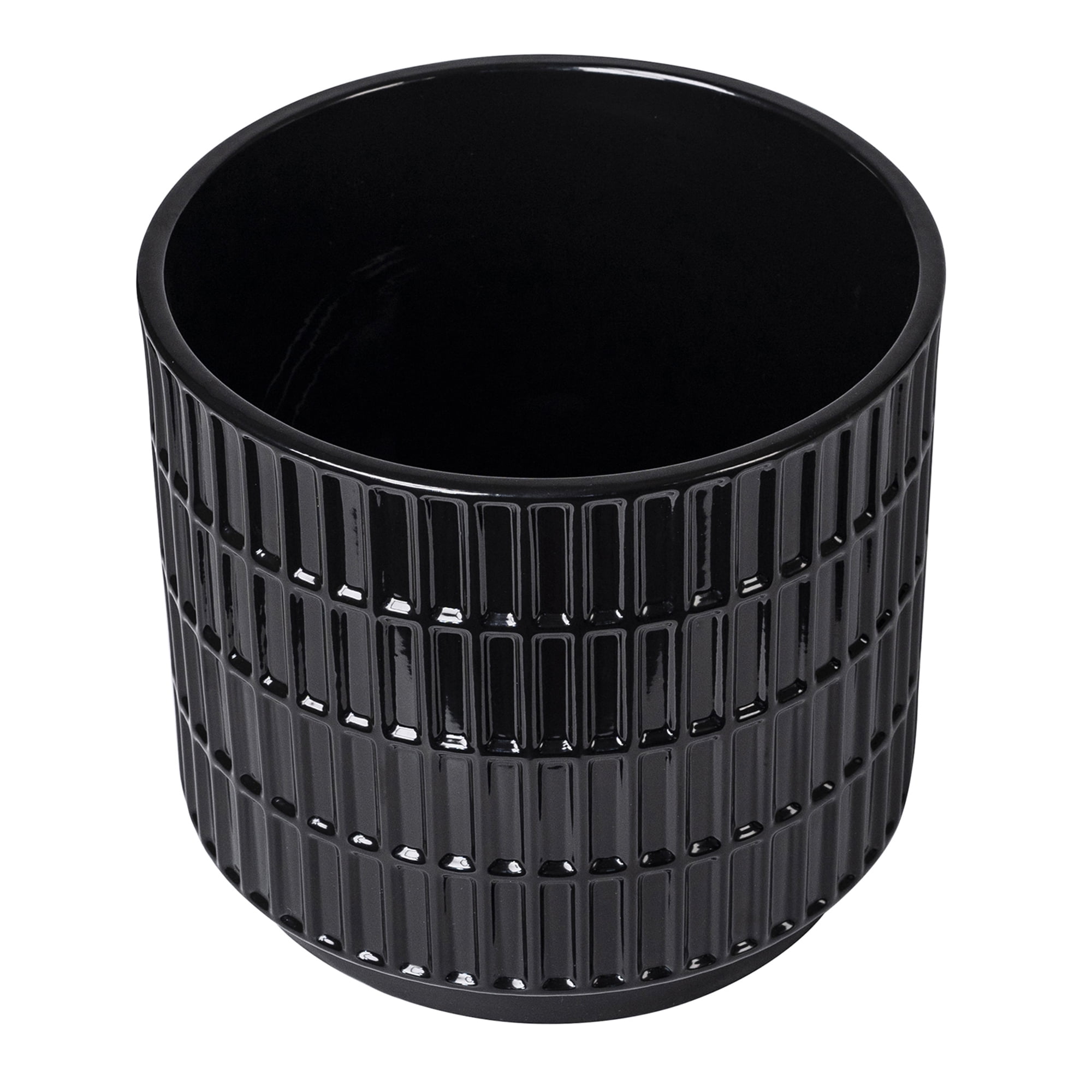 Mainstays 8" x 8" x 7.25" Round Black Ceramic Grid Plant Planter