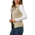 thumbnail image 4 of Chaqueta sin mangas con cremallera Inspire Chic para mujer, chaleco utilitario con bolsillos M color caqui, 4 of 7