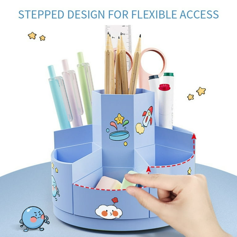 360 Degree Rotating Pencil Holder, Multi-functional Pencil Caddy for Pen Crayon Marker Desk Organizer for Home Office Classroom School, Size: 15