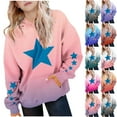 thumbnail image 2 of JTSRKL Cute Stars Printed Hoodies for Teen Girls Oversized Casual Long Sleeve Gradient Color Hooded Sweatshirts Lightweight Comfy Pullover Tops with Kangaroo Pockets White 13-14 Years, 2 of 8