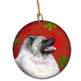 thumbnail image 1 of Keeshond Red Snowflakes Holiday Christmas Ceramic Ornament, 1 of 1