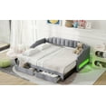 thumbnail image 4 of Newest Twin XL Size Extendable Upholstered Daybed with Two Storage Drawers , LED Light,Twin XL to King Daybed,Gray, 4 of 9